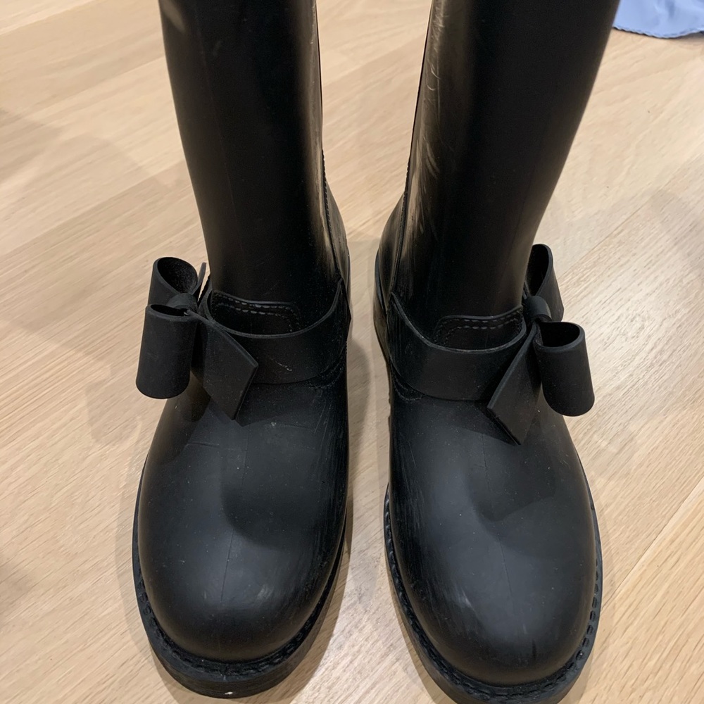 RED Valentino Black Bowtie Rain boots